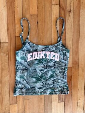 NWOT Edikted Camo Spaghetti Strap Tank Top